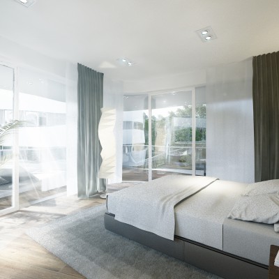 Master bedroom with private terrace.